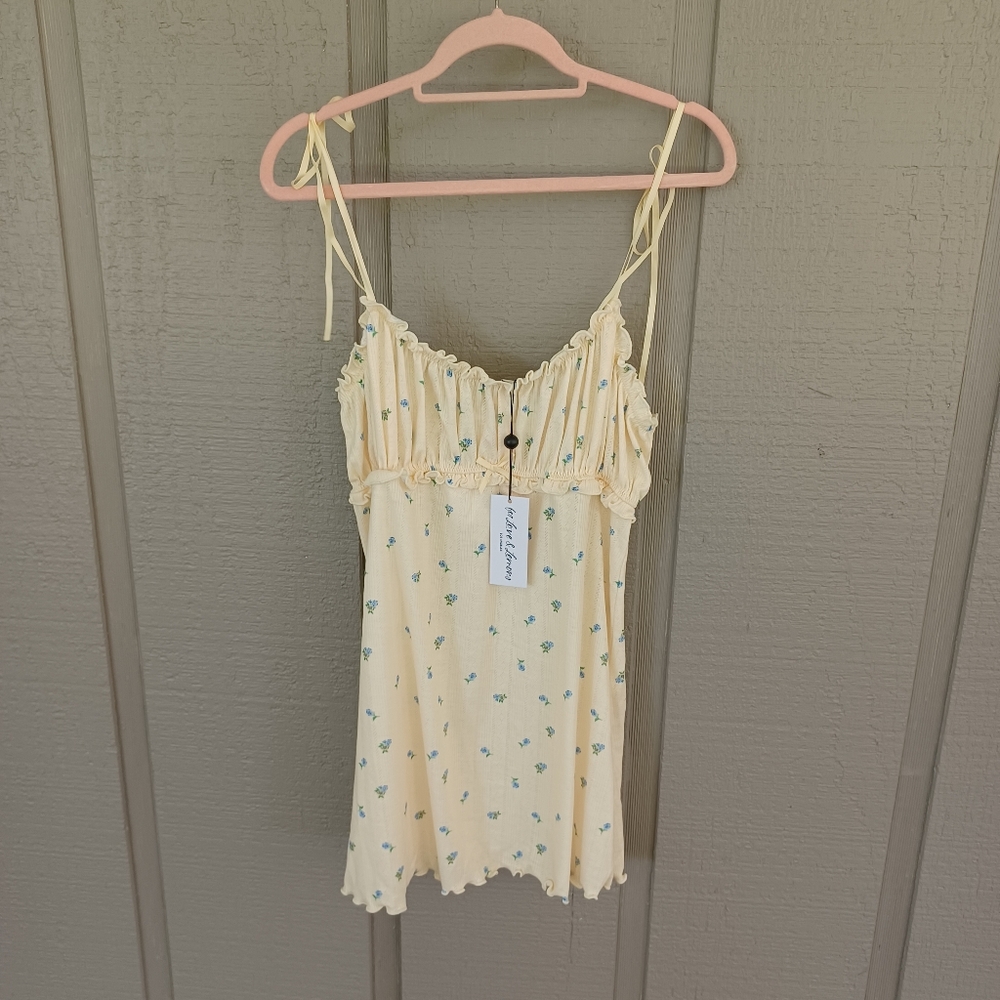 For Love And Lemons Blossom Pointelle Dress Size L Women Feminine Floral Tie